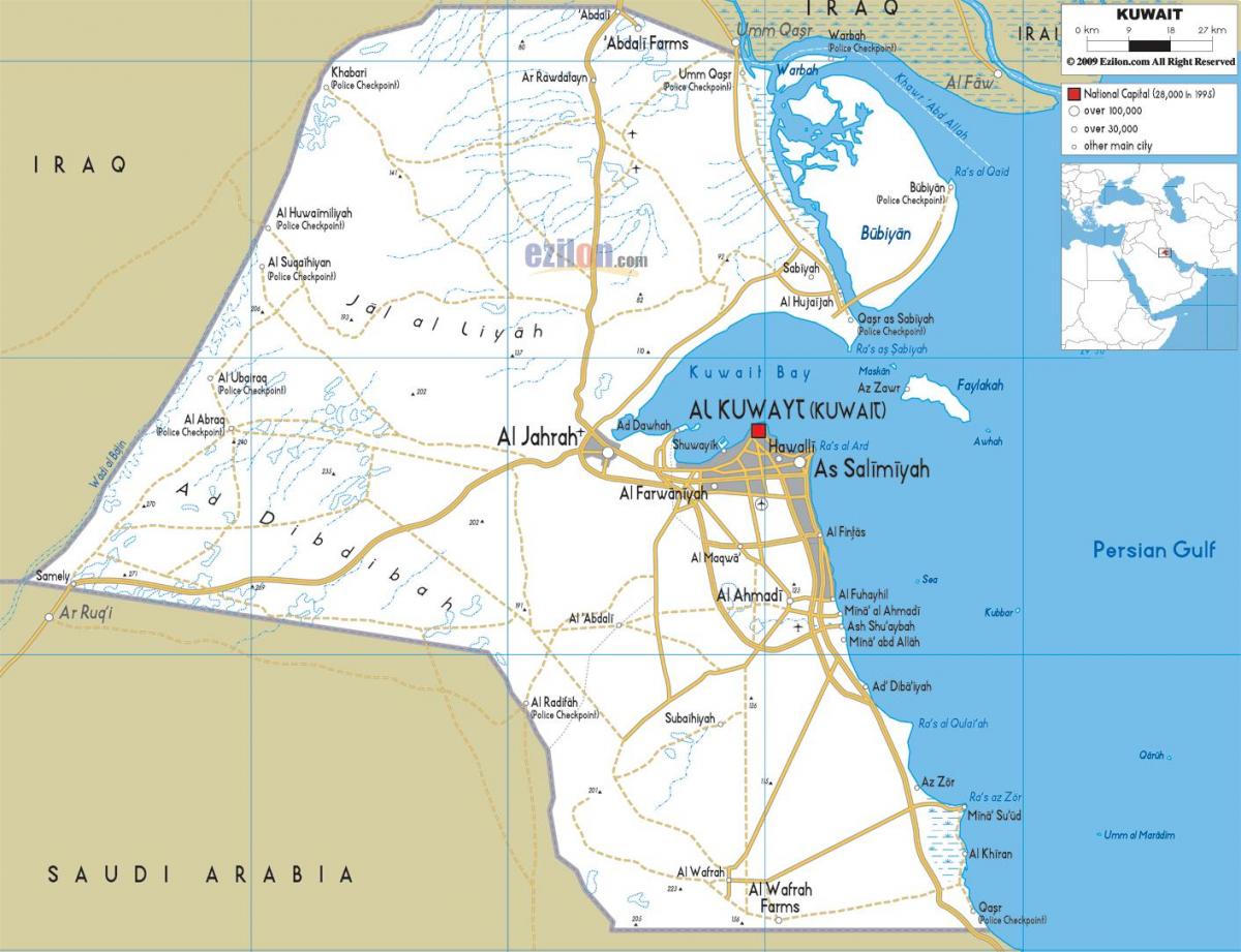 kuwait city kart over veier
