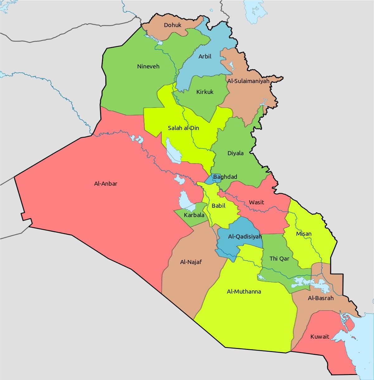 kuwait kart med blokker
